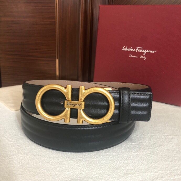 Ferragamo Men s 3.5cm vintage style buckle cowhide wave pattern belt