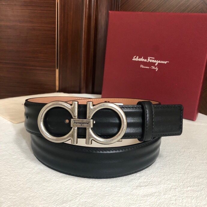 Ferragamo Men s 3.5cm vintage style buckle cowhide wave pattern belt