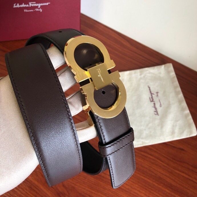 Ferragamo Men s 3.5cm stainless steel beveled metal buckle cowhide belt