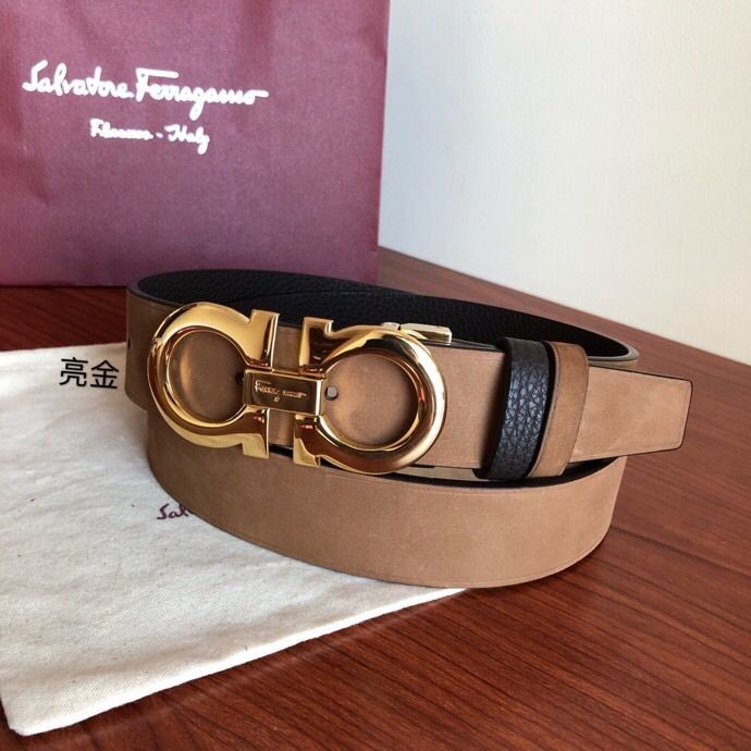 Ferragamo Men s 3.5cm leather belt with metal buckle