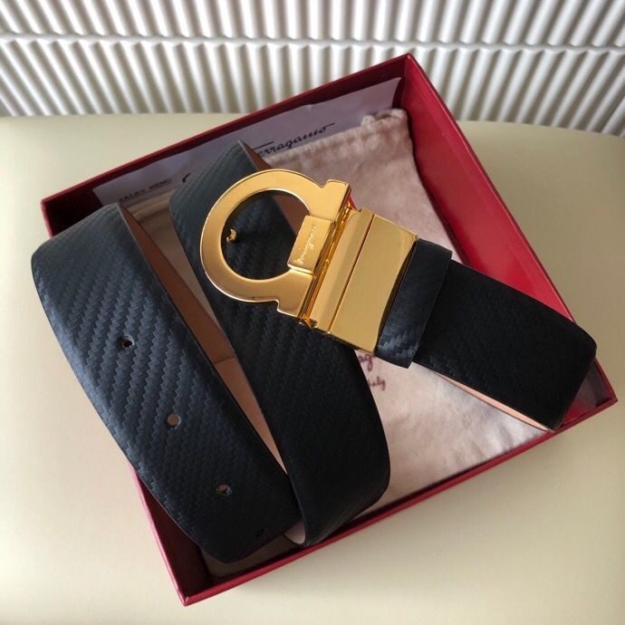 Ferragamo Men s 3.5cm Exquisite Fira Semicircle Rotating Metal Buckle Cowhide Belt