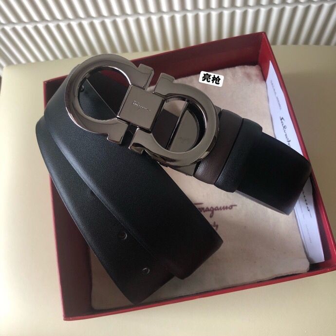 Ferragamo Men s 3.5cm leather belt with metal buckle