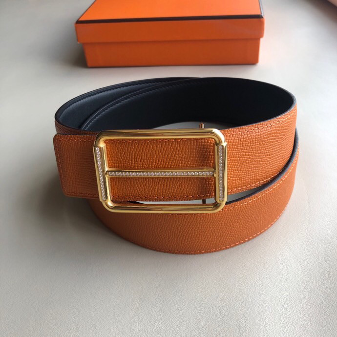 Hermes Stainless steel buckle leather men s 3.8cm belt