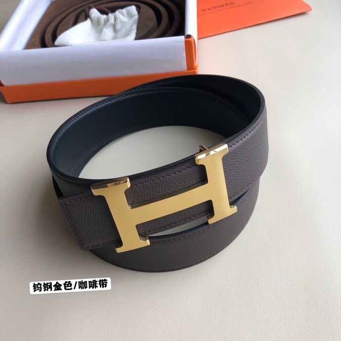 Hermes Men s 3.8cm Tungsten Steel Metal Buckle Leather Belt