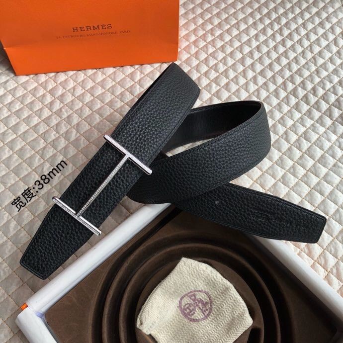 Hermes Constance series stainless steel metal diamond buckle belt 38mm