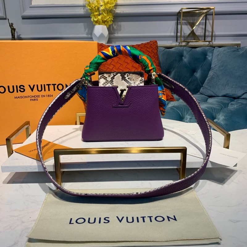 Louis Vuitton Taurillon And Python Leather Capucines Mini N97075