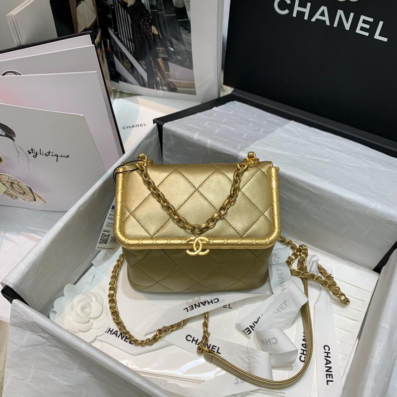 Chanel Lambskin Kiss-Lock Clasp Bag AS1886