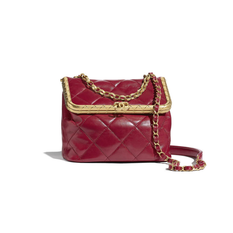Chanel Lambskin Kiss-Lock Clasp Bag AS1886