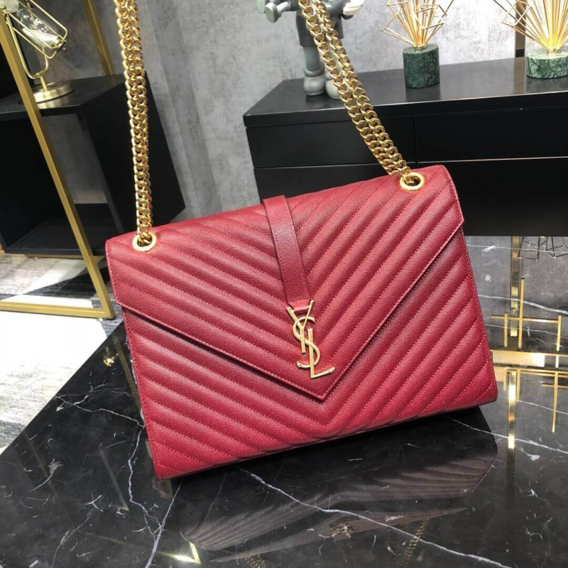 Saint Laurent Grain Leather Large Envelope Chain Bag 396910