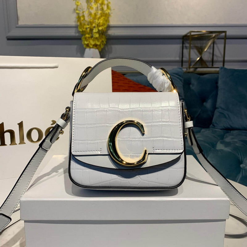 Chloe C Mini Bag In Embossed Croco A873