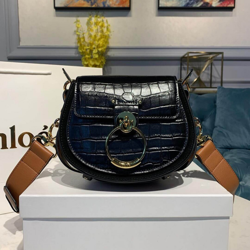 Chloe Small Tess Bag In Embossed Croco A876