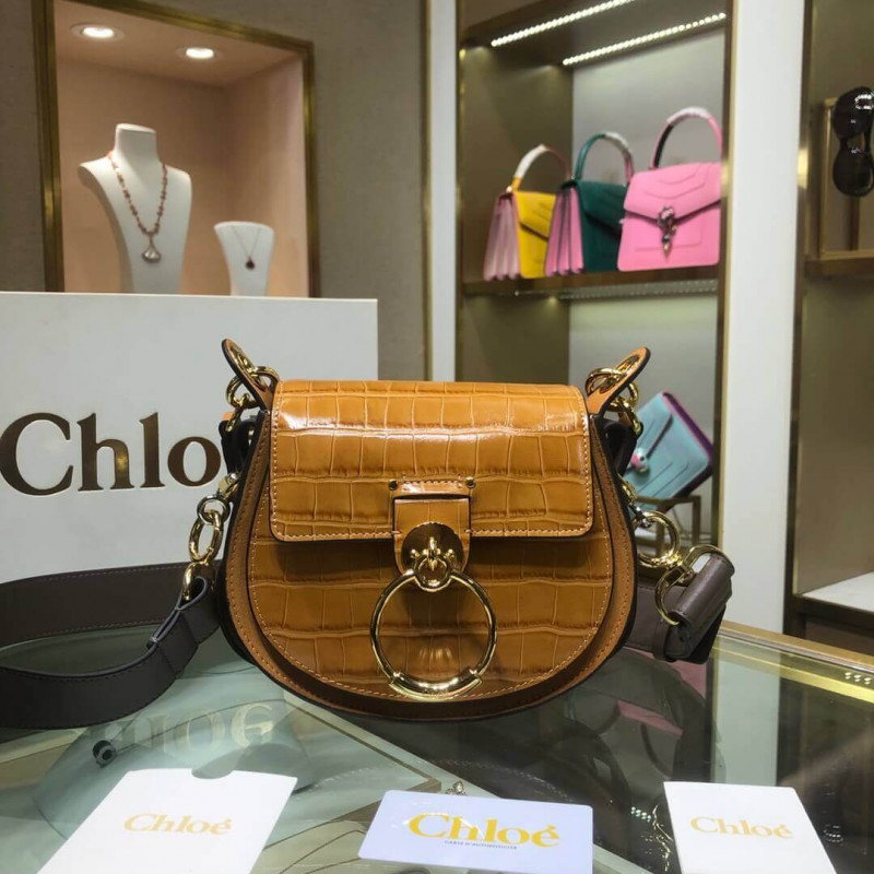 Chloe Small Tess Bag In Embossed Croco A876