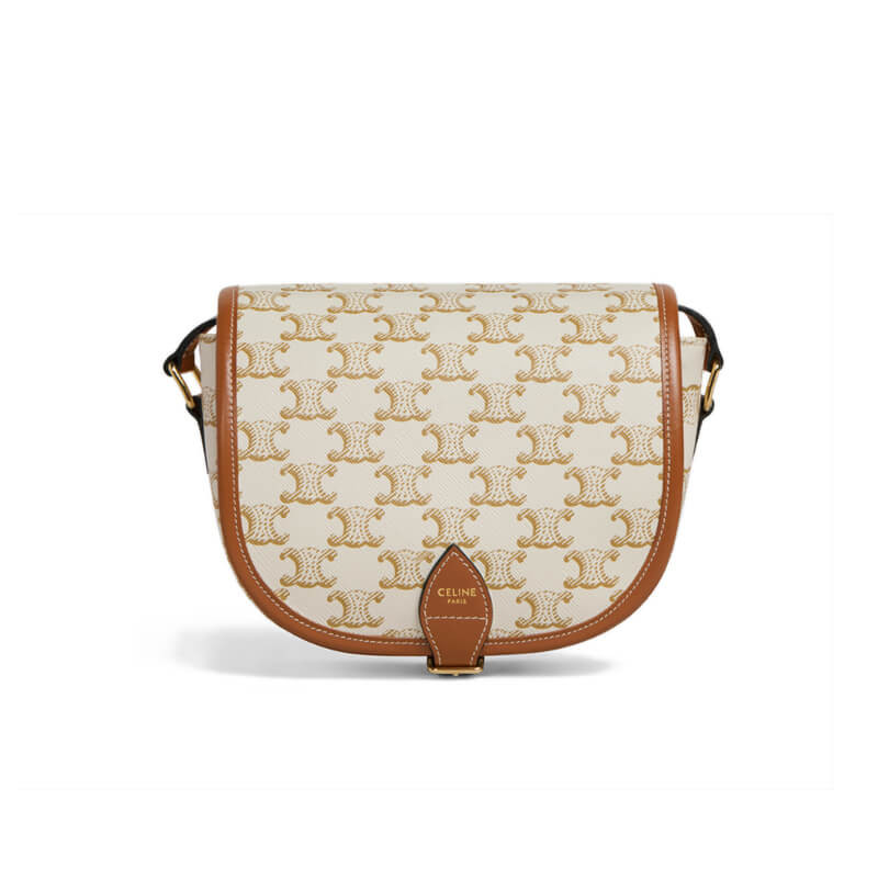 Celine Medium Folco Bag In Triomphe Canvas 191502 White