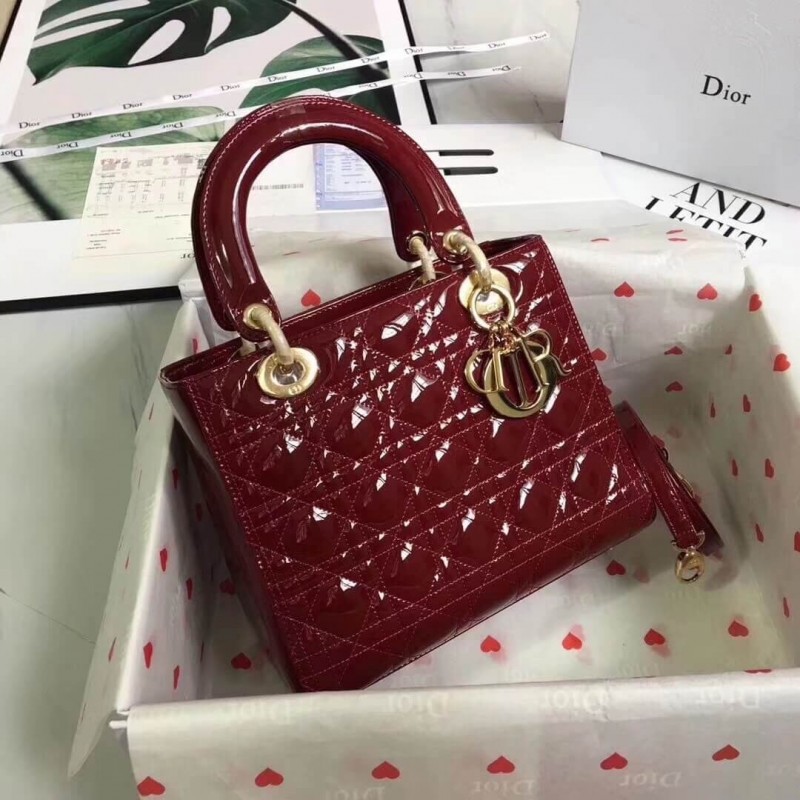 Christian Dior Patent Calfskin Lady Dior Bag M0565