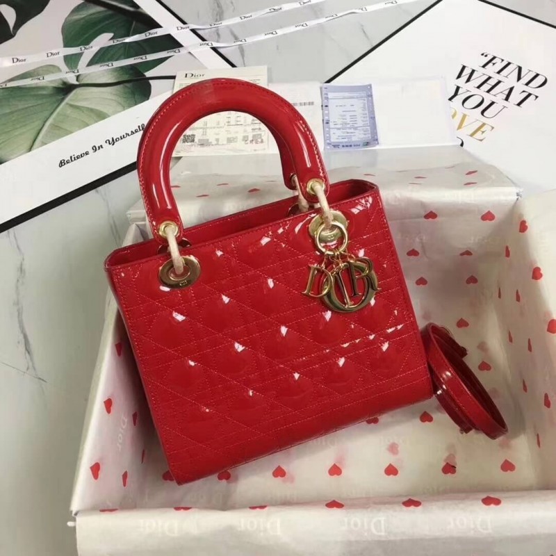Christian Dior Patent Calfskin Lady Dior Bag M0565