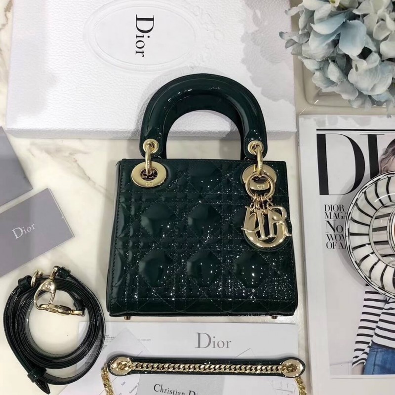 Christian Dior Patent Calfskin Mini Lady Dior Bag M0505