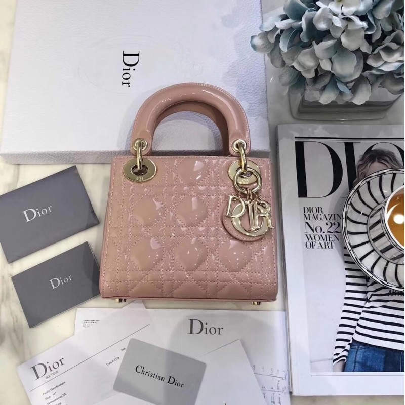 Christian Dior Patent Calfskin Mini Lady Dior Bag M0505