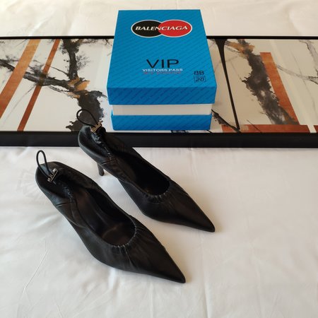 Balenciaga Srcrunch Kitten Heels Mules