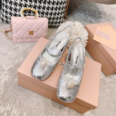 Miu Miu High heels with sequined pearls
