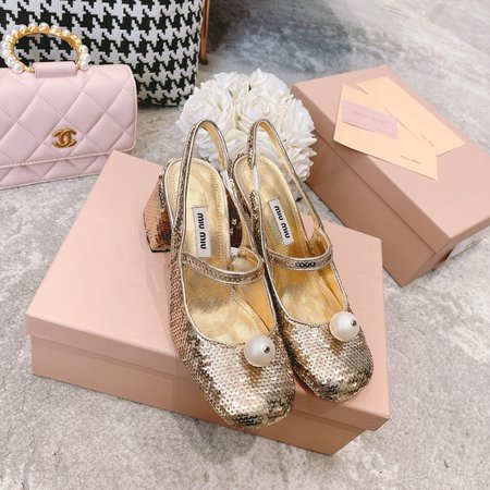 Miu Miu High heels with sequined pearls