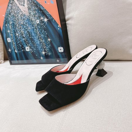 Roger Viver crystal heel slippers