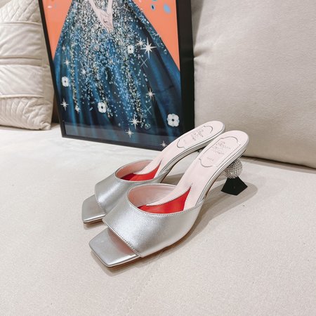 Roger Viver crystal heel slippers