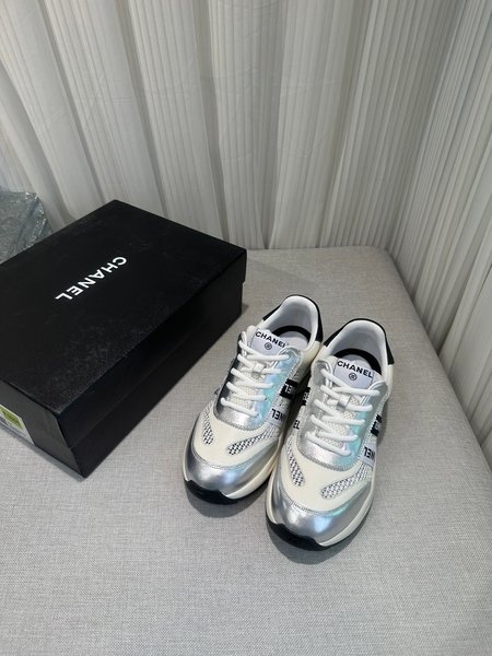 Chanel Checkered wool stitching casual sneakers