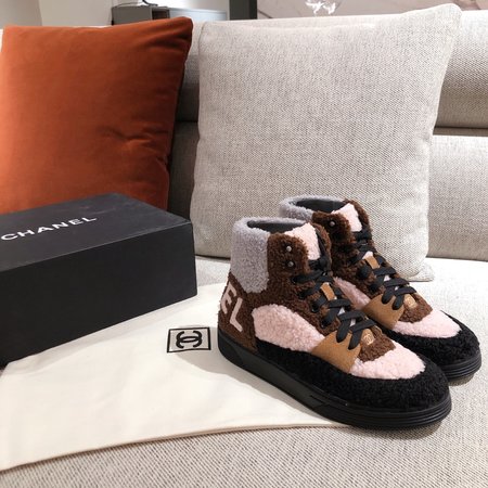 Chanel Lambs wool High Top sneakers