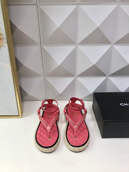 Chanel Lace-up twine thong sandals