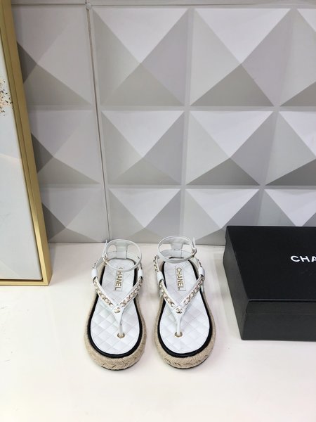 Chanel Lace-up twine thong sandals