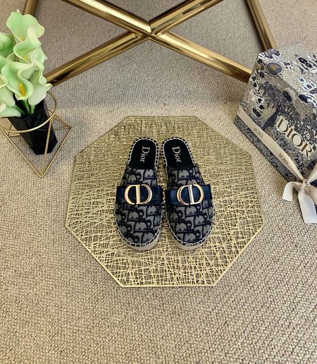 Dior Saddle vintage canvas alphabet slippers Espadrilles