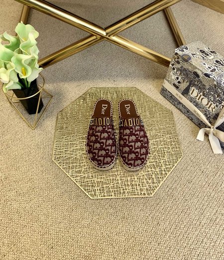 Dior Saddle vintage canvas alphabet slippers Espadrilles