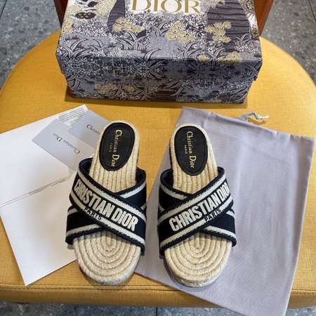 Dior Embroidered fisherman slippers OBLIQUE pattern jacquard embroidery