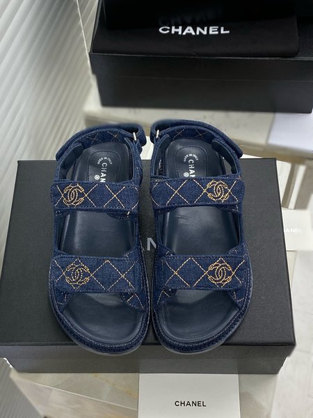 Chanel CC Logo Velcro Sandals