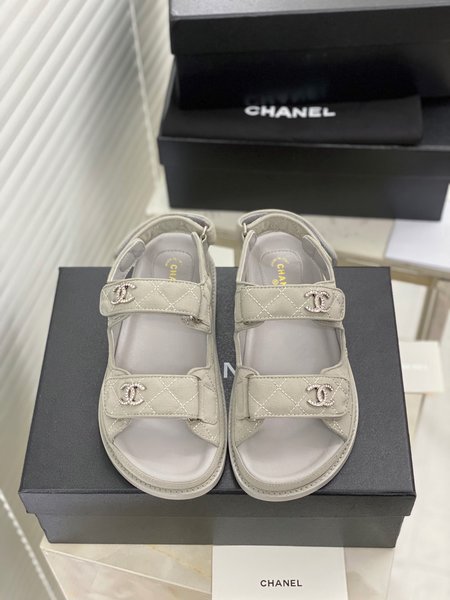 Chanel CC Logo Velcro Sandals