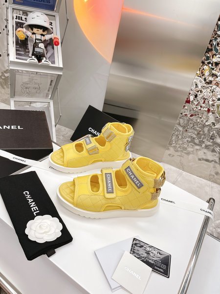 Chanel Velcro sandals candy color