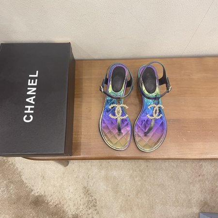 Chanel pearl buckle sandals