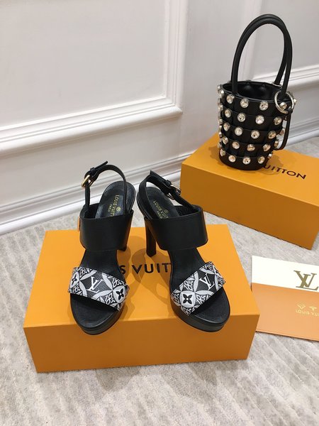Louis Vuitton Calfskin sandals with heel height 10.5cm
