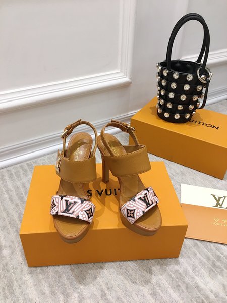 Louis Vuitton Calfskin sandals with heel height 10.5cm