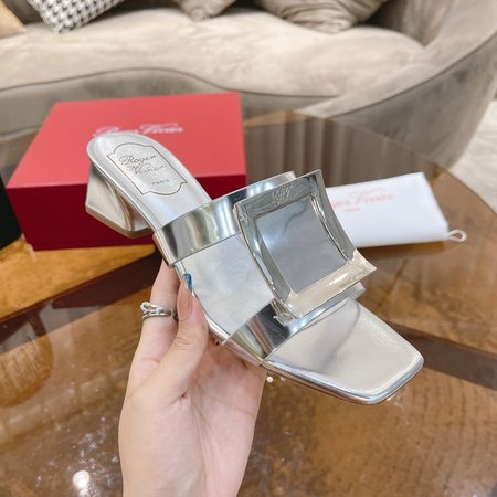 Roger Viver large buckle chunky heel slippers