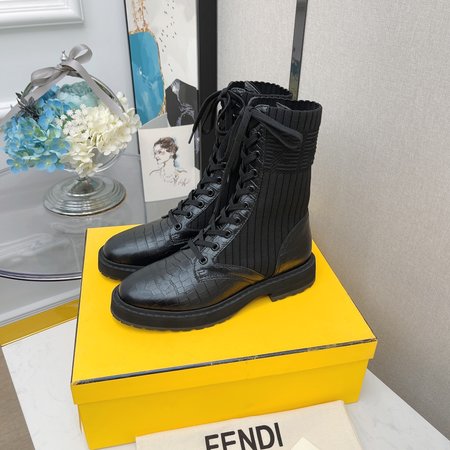 Fendi Martin boots FF socks stretch ankle boots Rockoko