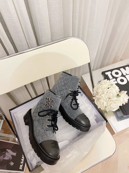 Chanel Chain Diamond CC Buckle Moto Boots