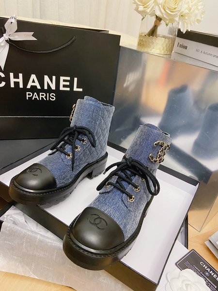 Chanel Chain Diamond CC Buckle Moto Boots