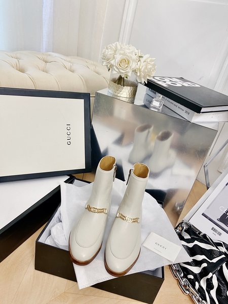 Gucci Boots Grained Lambskin Edition Nylon Mesh 3cm Kitten Heels