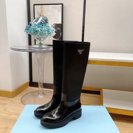 Prada Re-Nylon short boots Moto style cowhide lining cowhide