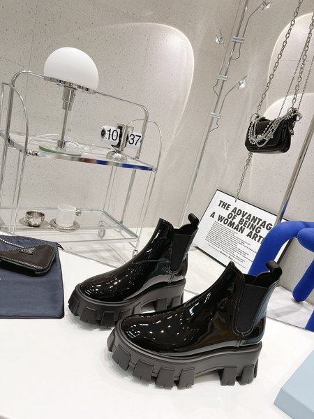 Prada Dark series thick-soled elastic short boots Moto boots