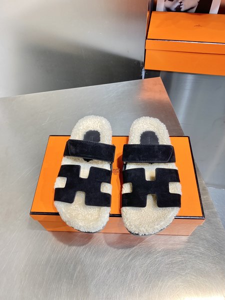 Hermes Deerskin Fury Slipper Sandals