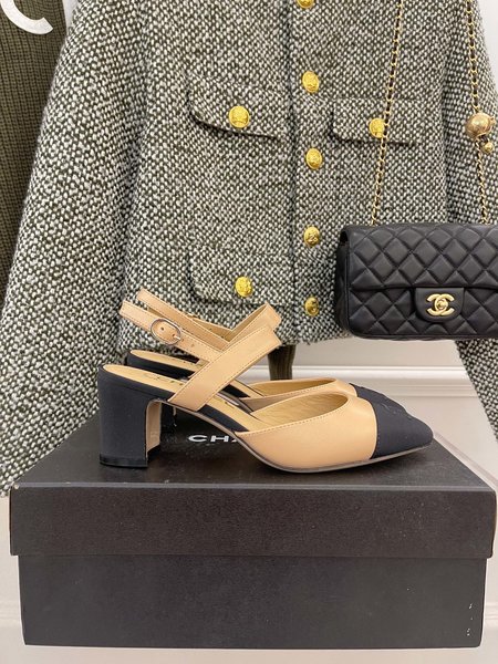 Chanel block heel marie sandals