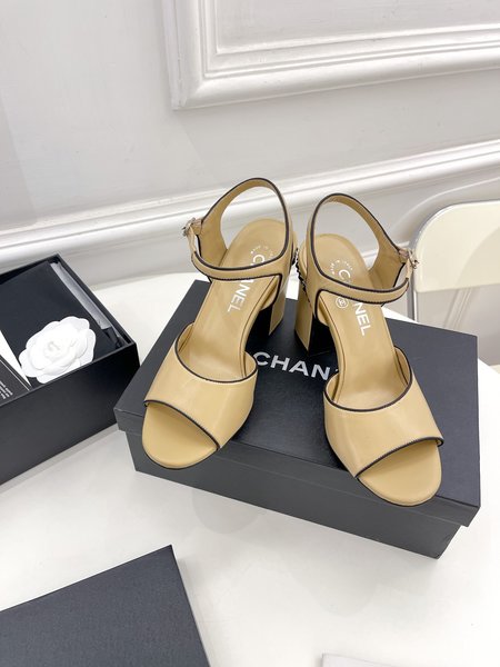 Chanel classic block heel sandals