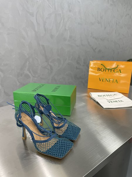 Bottega Veneta BV Roman Lace-Up Mesh Heeled Sandals